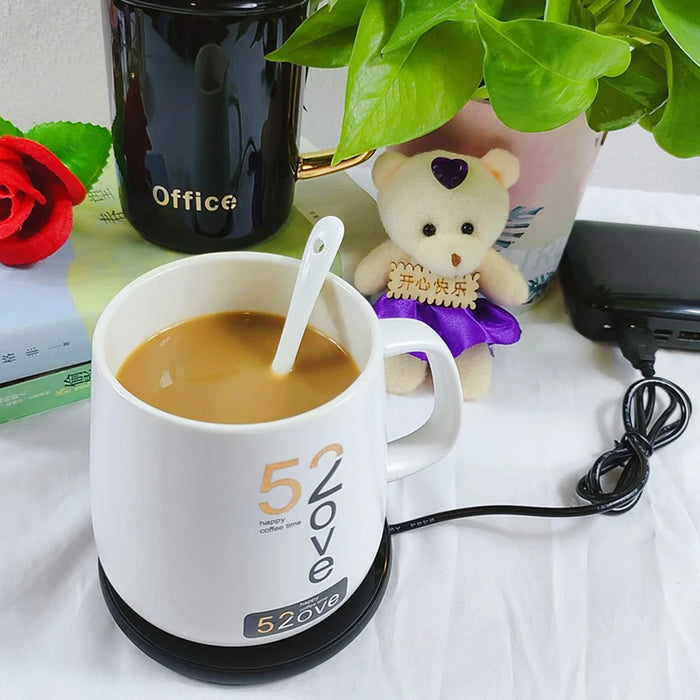 RY-002 Heating Cup Warmer Pad Coaster Constant Temperature Glass Coffee Tea Mug Warmer - Gold - 3