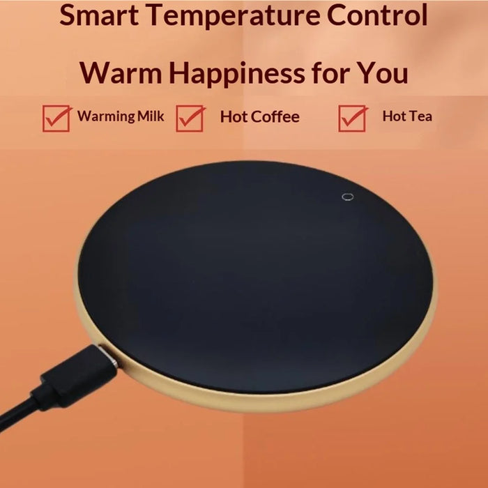 RY-010 USB Heating Cup Warmer Pad Coaster 3 Speed Touch Control Smart Temperature Coffee Mug Warmer - Silver - 3