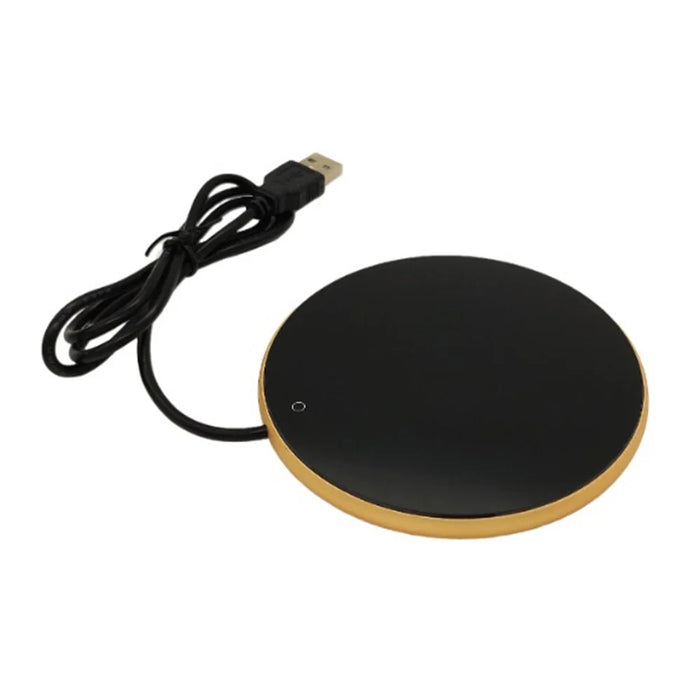 RY-003 USB Mug Warmer Anti-Dry Heating Pad Aluminum Alloy Glass Panel Heating Pad Coaster - Gold - 1