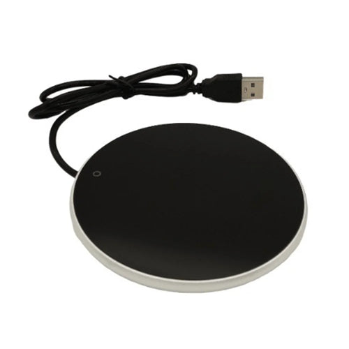 RY-005 USB Coffee Warmer Pad Aluminum Tempered Glass Heating Cup Coaster for Office - Silver - 1