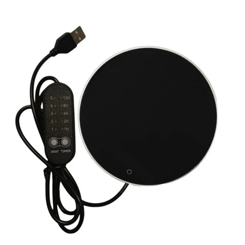 RY-007 USB Cup Warmer Heating Pad 5 Temperature Settings Timer Aluminum Alloy Glass Cup Coaster - Silver - 1