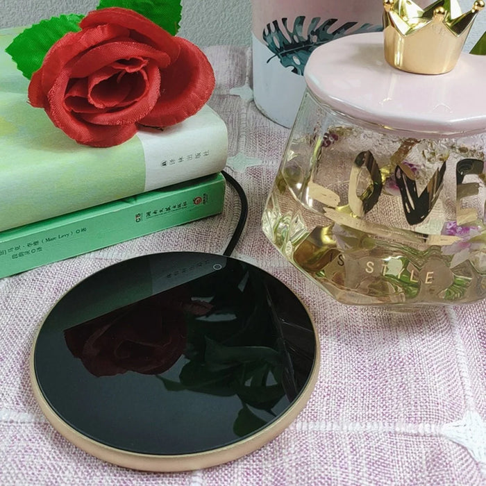 RY-008 USB Mug Warmer Cup Warmer Gravity Sensor 3-Level Temperature Control Coaster for Coffee Tea - Silver - 2