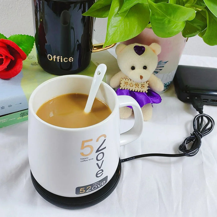 RY-008 USB Mug Warmer Cup Warmer Gravity Sensor 3-Level Temperature Control Coaster for Coffee Tea - Silver - 4