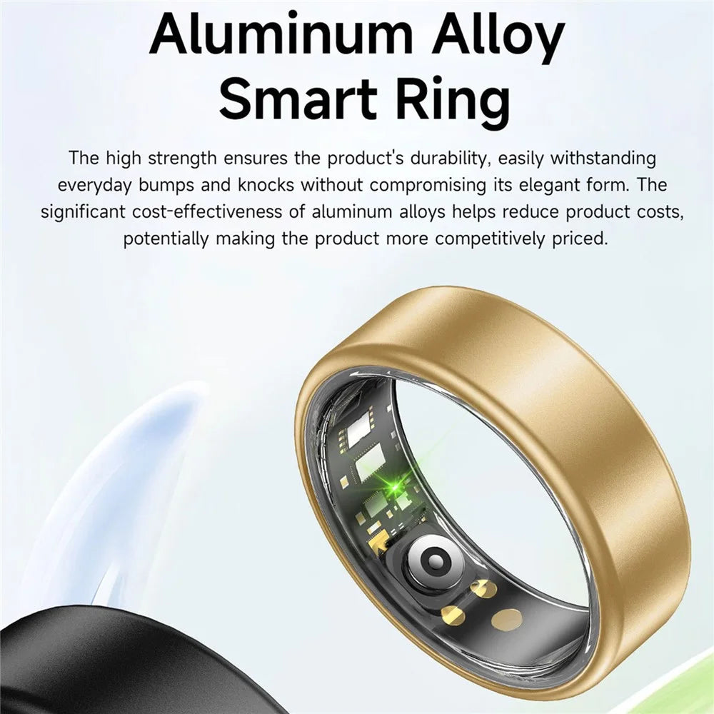 R88 Smart Ring Sleep Heart Rate Blood Oxygen Monitor Fitness Tracker with Charging Case - Black / Size 7 - 2