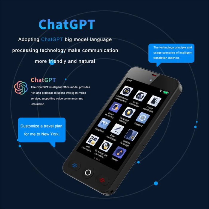 S10 Pro 2+16GB 4 Inch Screen AI Voice Translator 148 Online Languages WiFi Photo Recording Device - Black - 5