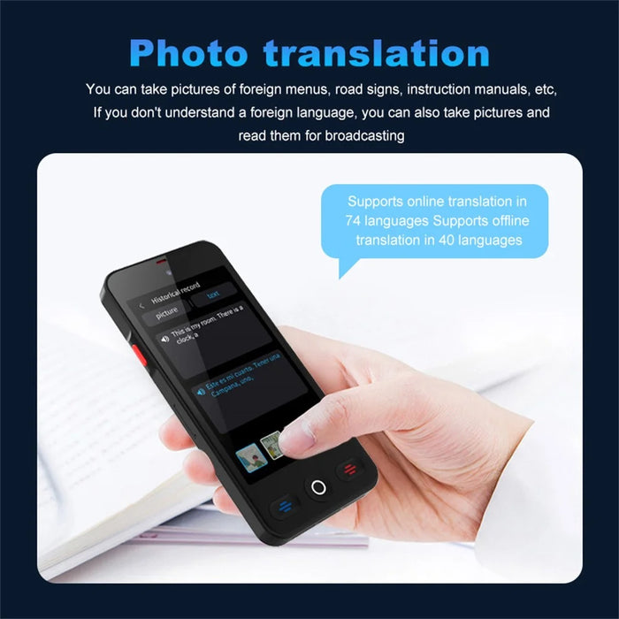 S10 Pro 2+16GB 4 Inch Screen AI Voice Translator 148 Online Languages WiFi Photo Recording Device - Black - 7