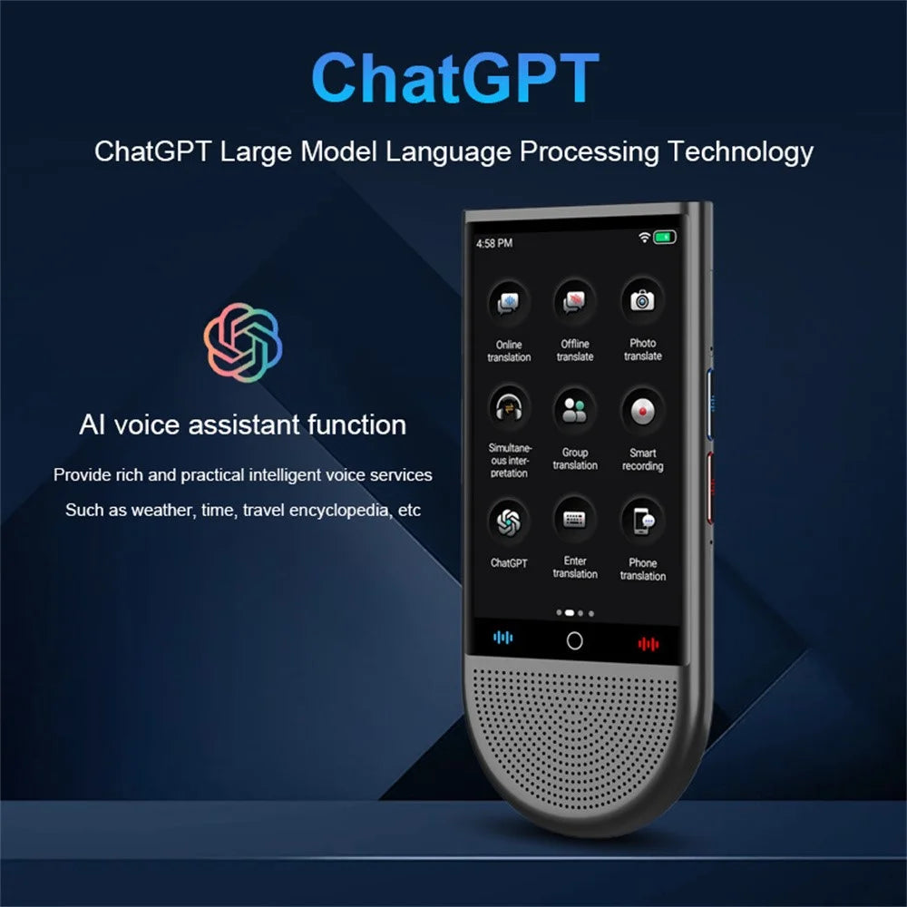 S15 1+16GB 4 Inch AI Voice Translator 148 Online Languages  WiFi Photo Recording Smart Translation Device - Black - 5