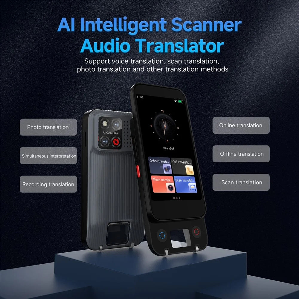 S15 Pro 2+16GB 4 Inch Screen AI Translation Device 148 Online Languages WiFi Photo Scanning Voice Translator - Black - 2