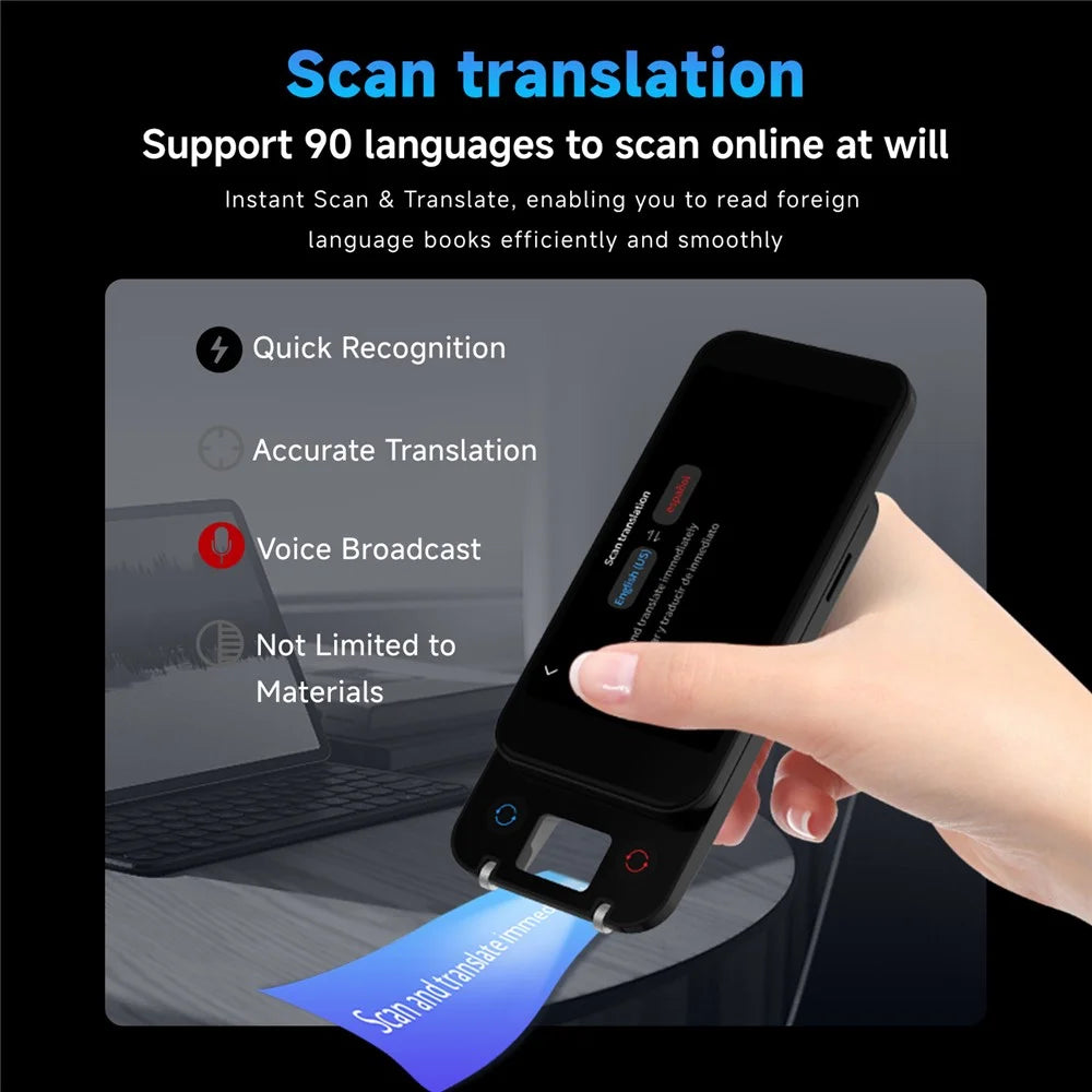 S15 Pro 2+16GB 4 Inch Screen AI Translation Device 148 Online Languages WiFi Photo Scanning Voice Translator - Black - 4