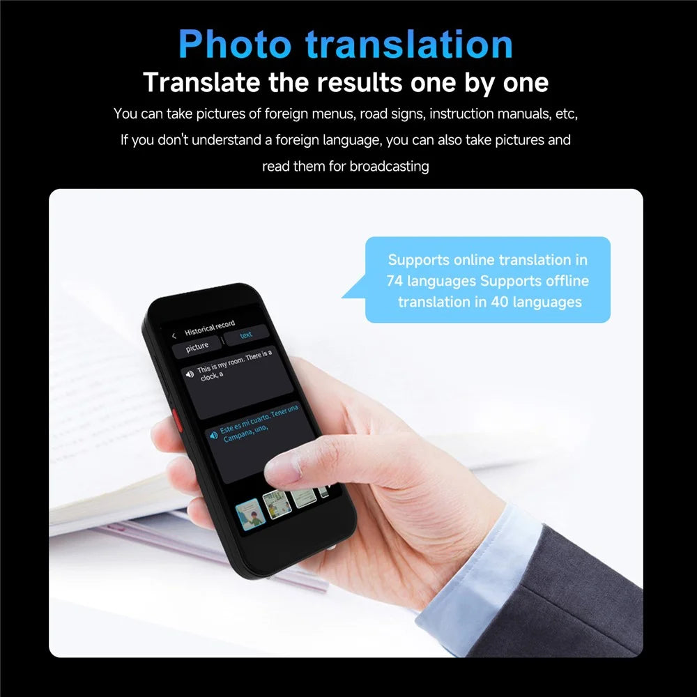 S15 Pro 2+16GB 4 Inch Screen AI Translation Device 148 Online Languages WiFi Photo Scanning Voice Translator - Black - 5