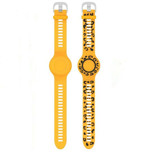 Silicone Band for AirTag (2nd Generation) / AirTag Cartoon Waterproof Wristband Tracker Protective Case - Leopard Print - 1