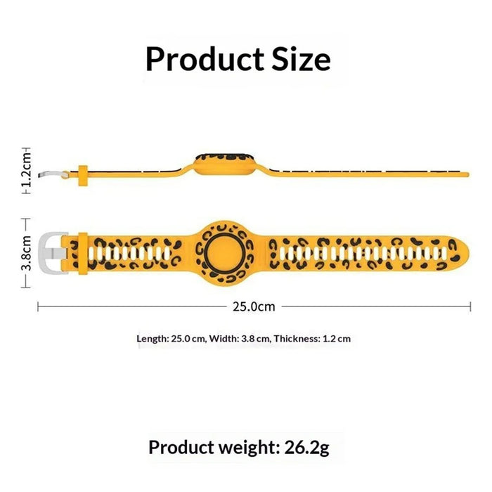 Silicone Band for AirTag (2nd Generation) / AirTag Cartoon Waterproof Wristband Tracker Protective Case - Leopard Print - 6