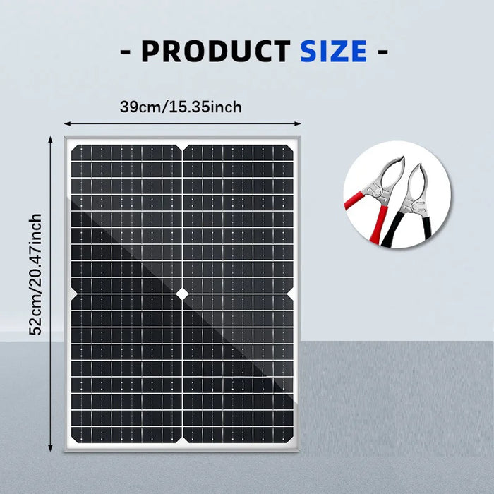 40W Solar Panel Portable Charger 18V Outdoor Power Station Battery Charger for RV Camping Monitoring - Single Panel - 6