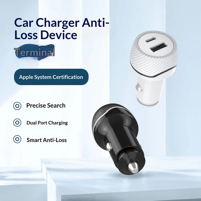 T05 USB-A + Type-C Car Charger Bluetooth-compatible Tracking Anti-Lost Device for Smartphone - Black/For Android Version - 2