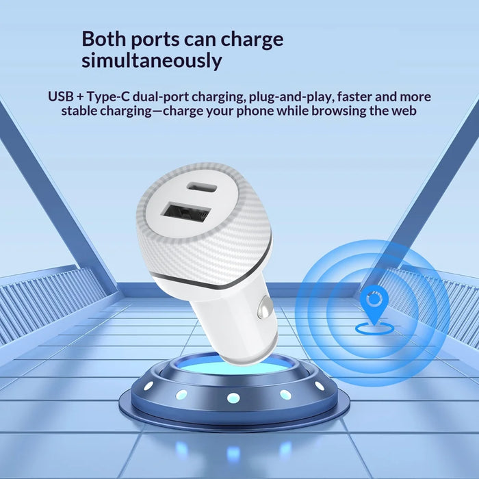 T05 USB-A + Type-C Car Charger Bluetooth-compatible Tracking Anti-Lost Device for Smartphone - Black/For Android Version - 4