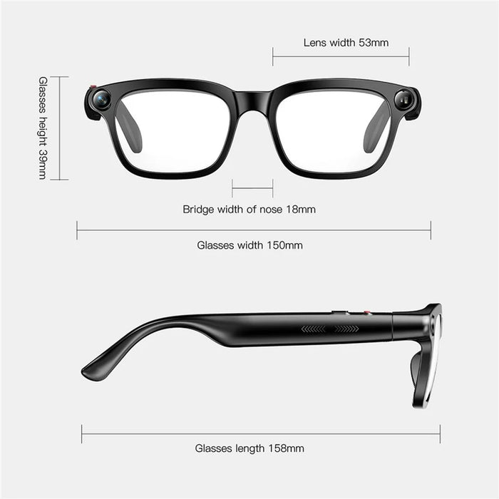 M08 Smart Glasses 800W Camera AI Translation Bluetooth-compatible Music Eyeglasses - Clear Lens - 7