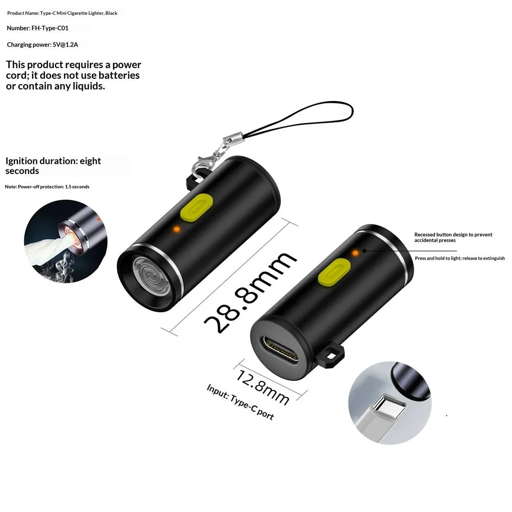 FH-Type-C01 Type-C Powered Arc Lighter Portable Windproof Electric Cigarette Lighter - Black - 2