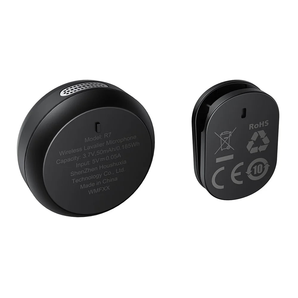 ACEFAST R7 Wireless Lavalier Microphone AI Noise Reduction Magnetic Clip-on Mic for Live Streaming - Black - 3