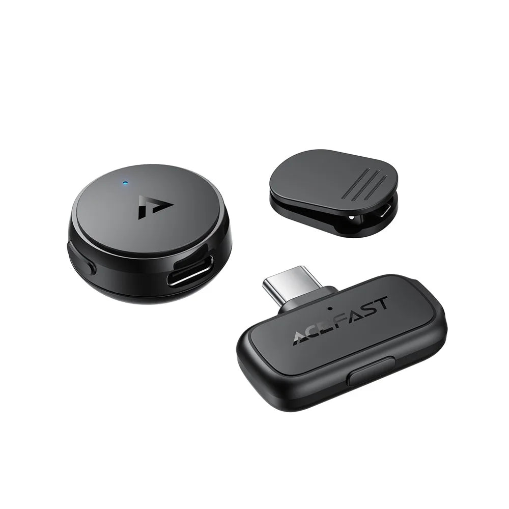 ACEFAST R7 Wireless Lavalier Microphone AI Noise Reduction Magnetic Clip-on Mic for Live Streaming - Black - 5