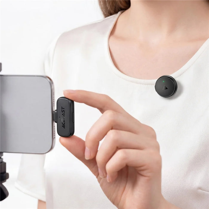 ACEFAST R7 Wireless Lavalier Microphone AI Noise Reduction Magnetic Clip-on Mic for Live Streaming - Black - 7