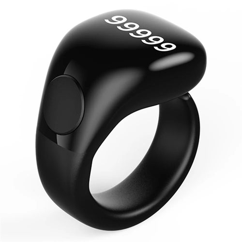 D02 Tasbih Zikr Smart Ring 5-Digit Waterproof Digital Counter with Adhan Reminder - Black - 1