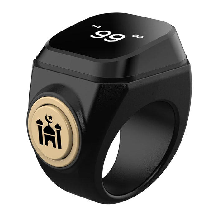 20mm Tasbih Zikr Smart Ring Bluetooth-compatible Digital Counter with Azan Alarm Prayer Reminder - Black - 1
