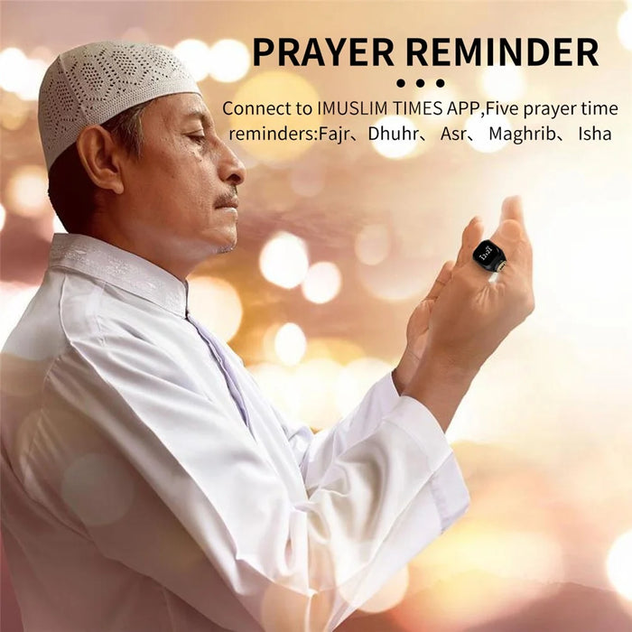 20mm Tasbih Zikr Smart Ring Bluetooth-compatible Digital Counter with Azan Alarm Prayer Reminder - Black - 5