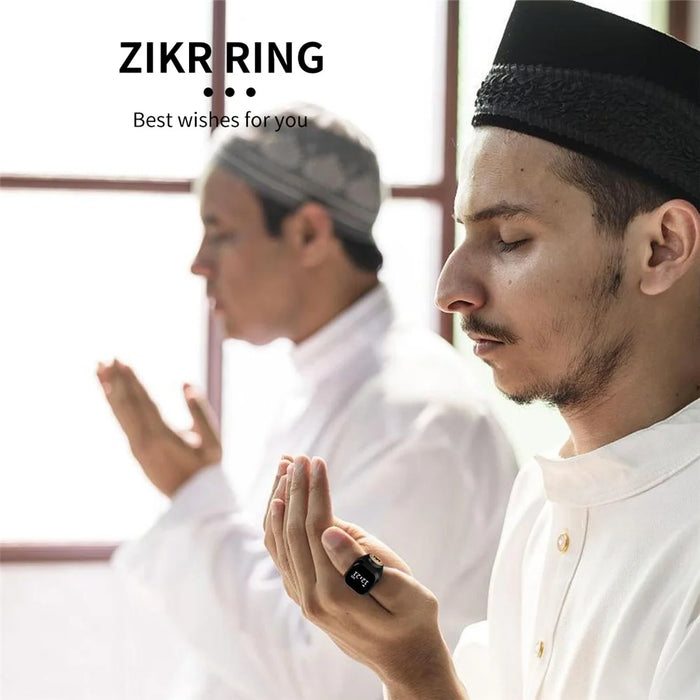20mm Tasbih Zikr Smart Ring Bluetooth-compatible Digital Counter with Azan Alarm Prayer Reminder - Black - 6