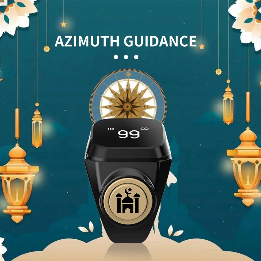 18mm Tasbih Zikr Smart Ring Bluetooth-compatible Digital Counter with Azan Alarm Prayer Reminder - Black - 7
