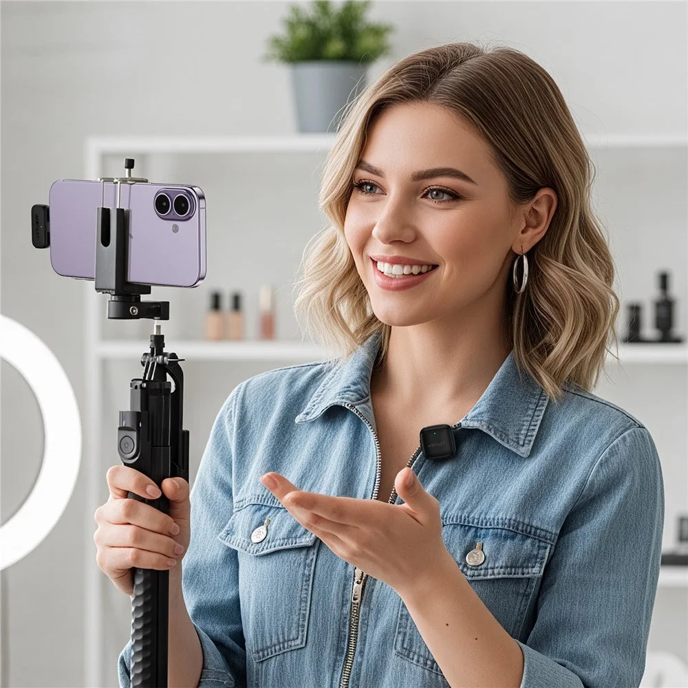 ACEFAST R6 Dual Wireless Lavalier Microphone AI Noise Reduction 360° Pickup 25ms Low Latency - Balck - 5