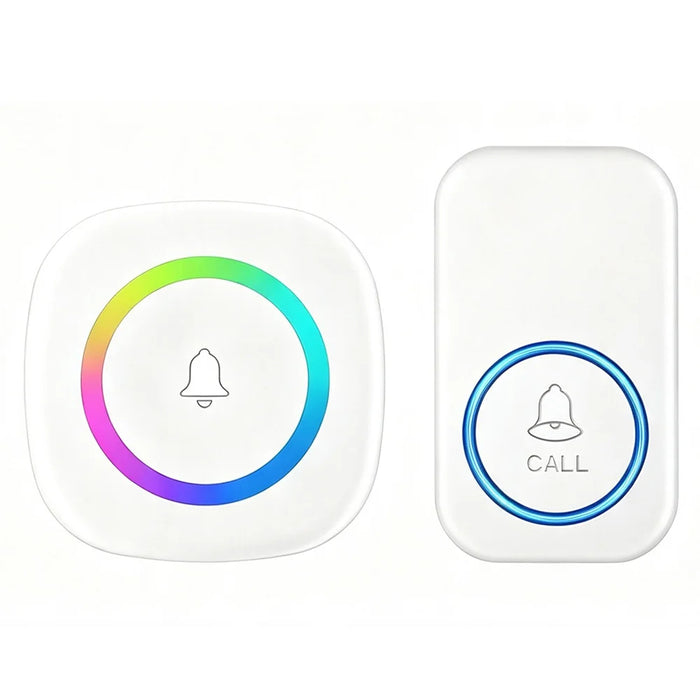 A6 Wireless Doorbell 300m Range 60 Melodies with Colorful LED Light, 1 Transmitter + 1 Receiver - White US Plug - 1