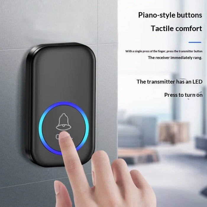 A6 Wireless Doorbell 300m Range 60 Melodies with Colorful LED Light, 1 Transmitter + 1 Receiver - White US Plug - 4