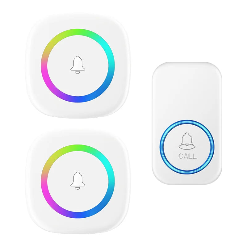 A6 300m Range 60 Melodies Plug-in Wireless Doorbell, 1 Transmitter + 2 Receivers - White US Plug - 1