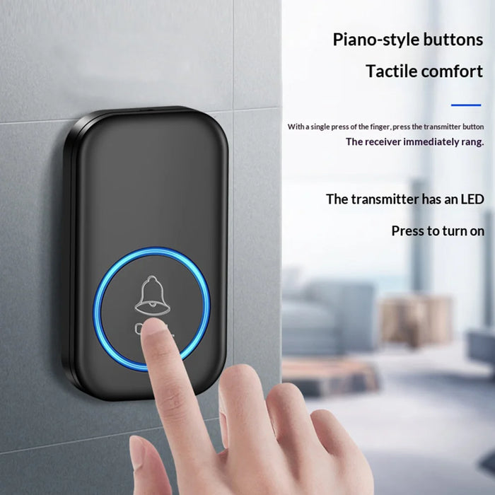 A6 300m Range 60 Melodies Plug-in Wireless Doorbell, 1 Transmitter + 2 Receivers - White US Plug - 5