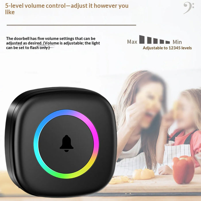 A6 300m Range 60 Melodies Plug-in Wireless Doorbell, 1 Transmitter + 2 Receivers - White US Plug - 6