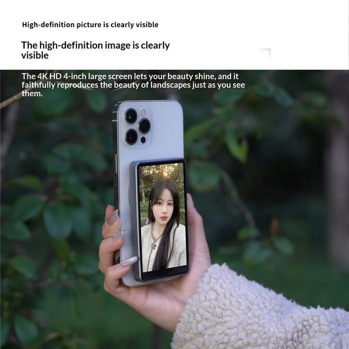 T1 4.02 Inch Magnetic Selfie Screen Mirroring Display 1500mAh Battery Phone Rear Camera Monitor - Grey - 6