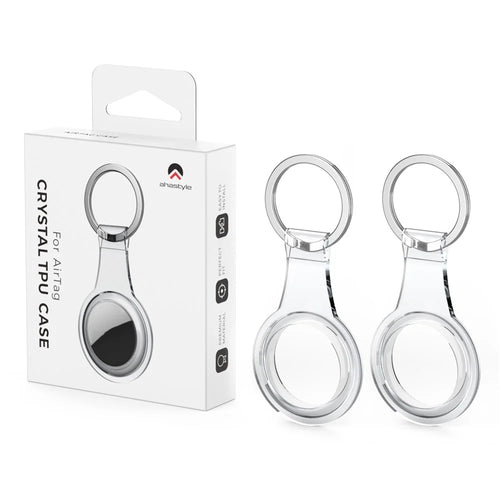 AHASTYLE WG35 2Pcs for AirTag Case Clear TPU Shockproof Protective Cover with Metal Key Ring - Transparent - 1