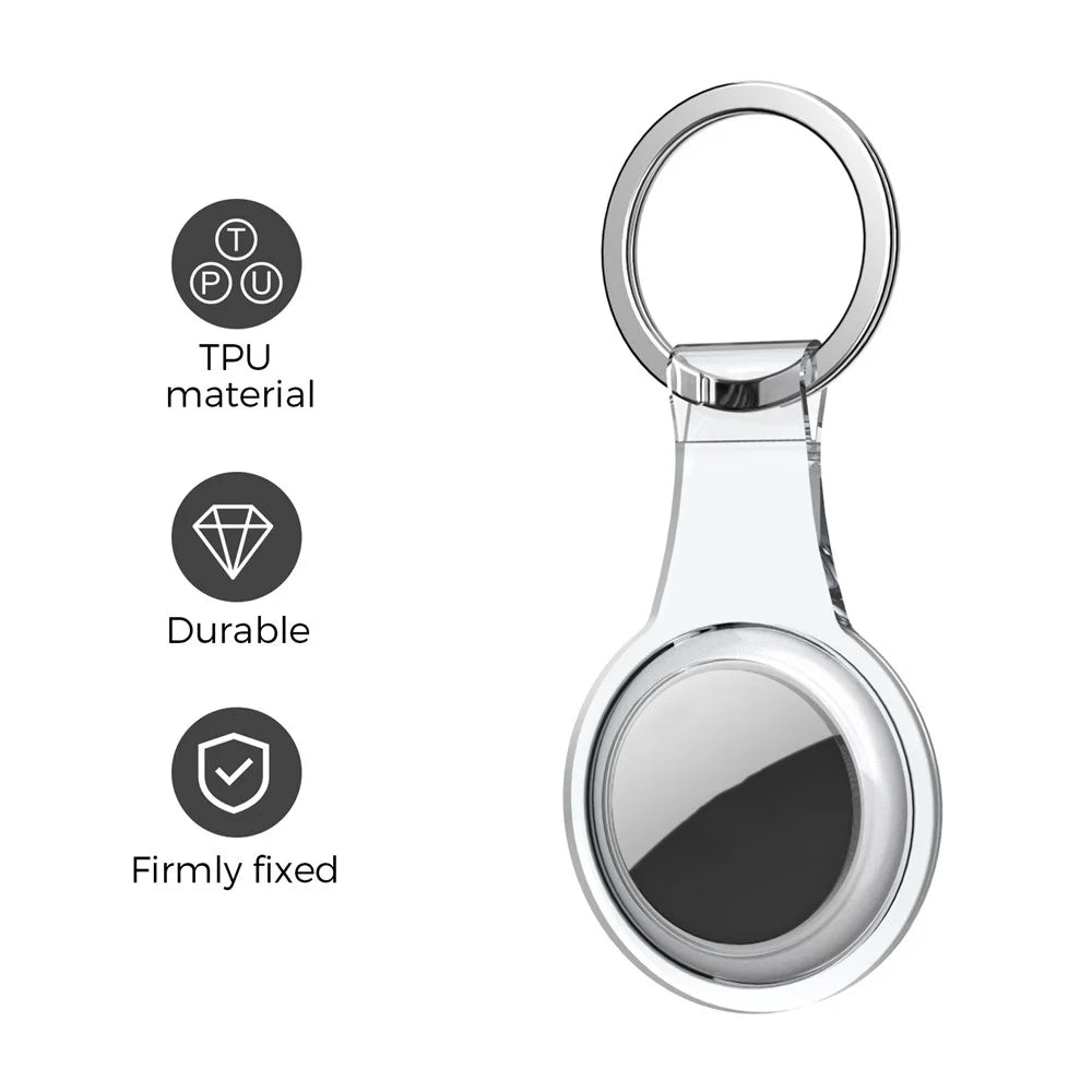 AHASTYLE WG35 2Pcs for AirTag Case Clear TPU Shockproof Protective Cover with Metal Key Ring - Transparent - 2