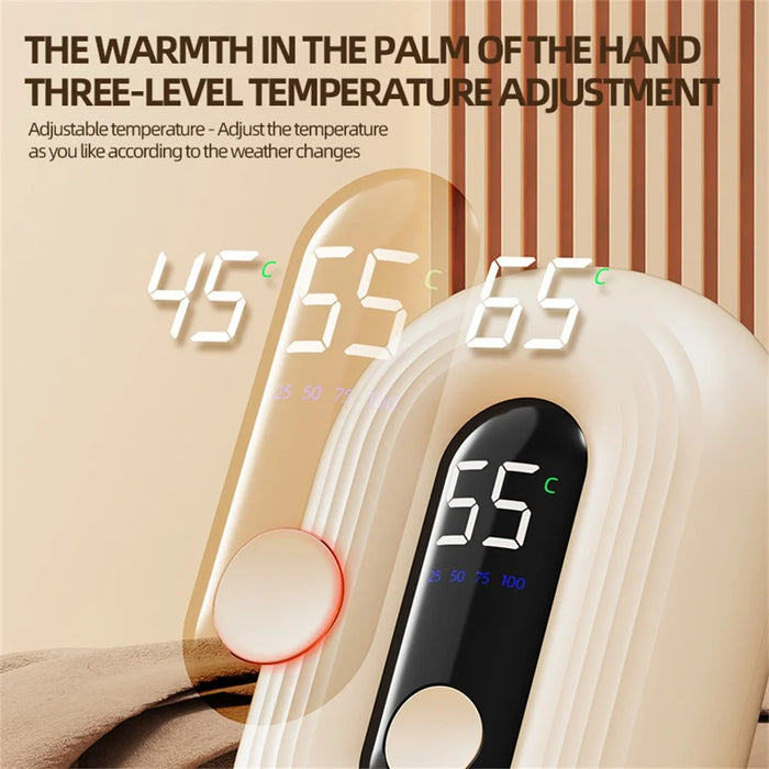N12 Hand Warmer 1200mAh LED Digital Display 3-Level Temp Type-C Fast Heating Pocket Heater - Pink - 5
