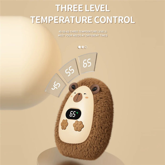 N10 Cartoon Plush Hand Warmer 1200mAh 3-Speed Digital Display Portable Pocket Heater - Capybara - 7