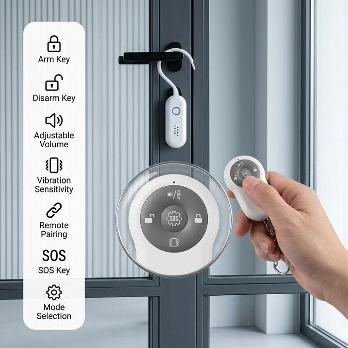 130dB Door Window Alarm Dual Mode Sound Light Flashing with Remote Control for Home Hotel - White - 4
