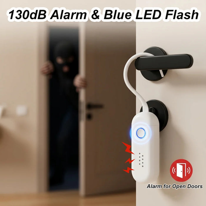 130dB Door Window Alarm Dual Mode Sound Light Flashing with Remote Control for Home Hotel - White - 7