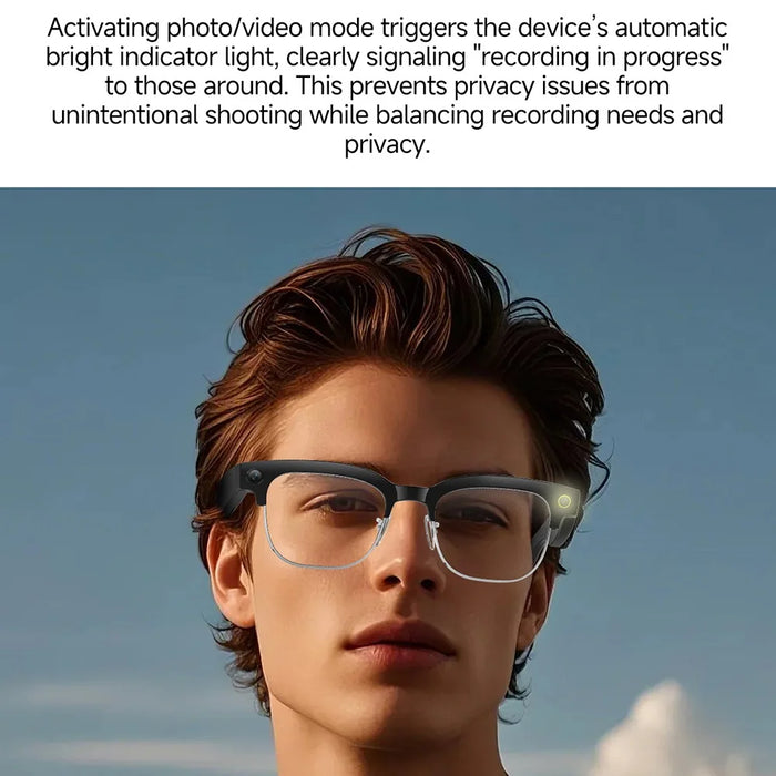 W630T Smart Glasses 8MP Camera Anti-Shake IP66 Waterproof AI Voice Wake-up Bluetooth-compatible Eyeglasses - Sunglasses Lens - 3