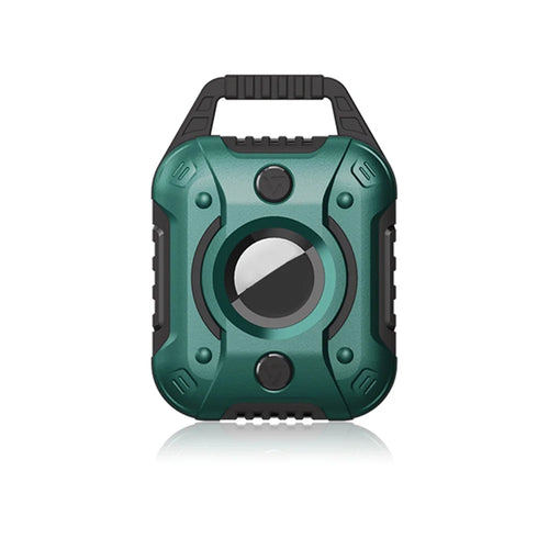 TPU+PC Anti-scratch Cover Protective Case for Apple AirTag Bluetooth-compatible Locator - Black/Blackish Green - 1