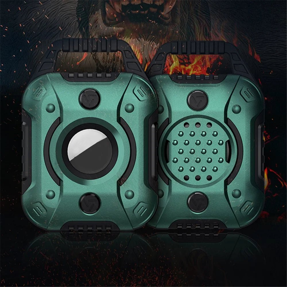 TPU+PC Anti-scratch Cover Protective Case for Apple AirTag Bluetooth-compatible Locator - Black/Blackish Green - 2