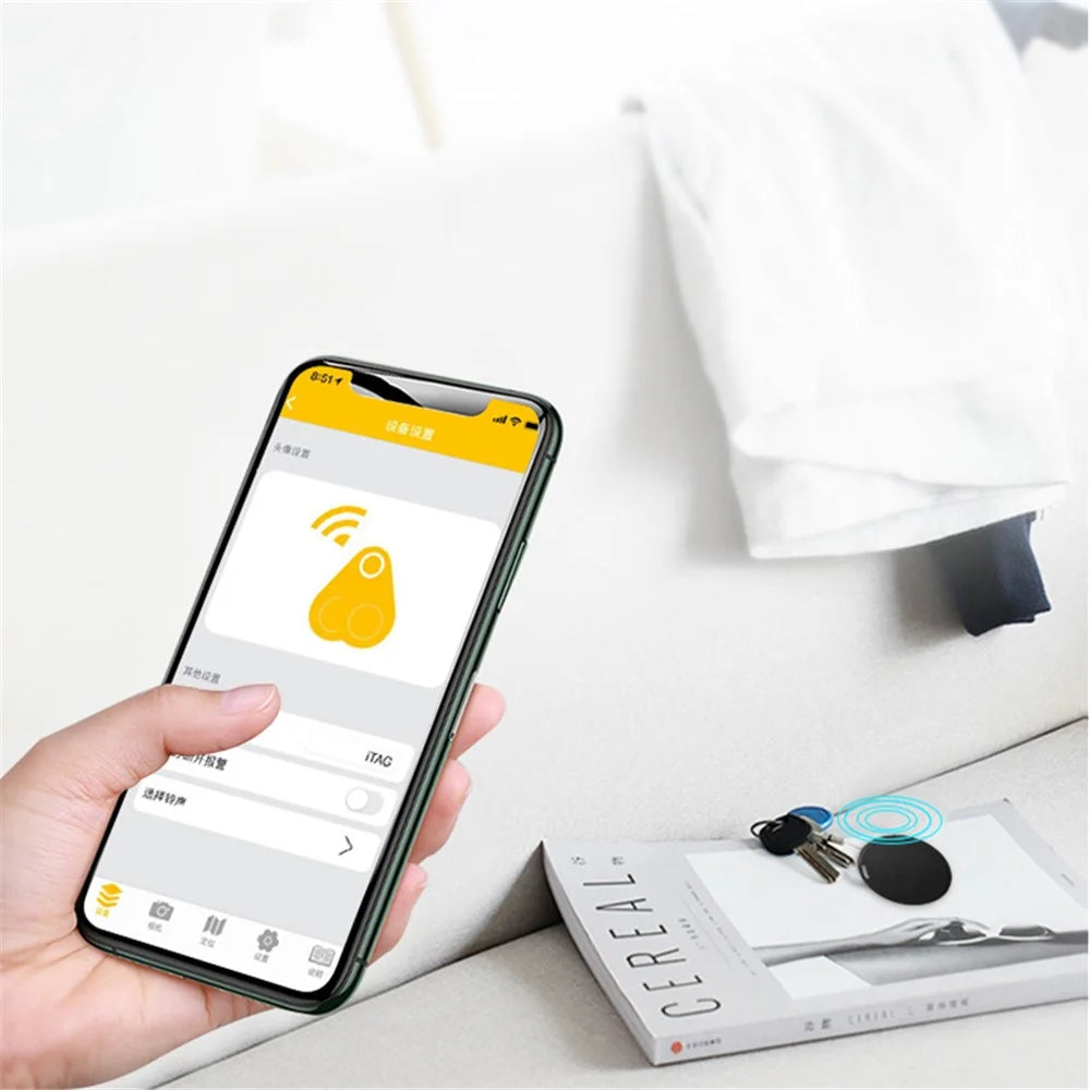 Y-02 Portable Bluetooth-compatible 5.0 Smart Tag Anti-Lost Tracker Wireless Key Tracker Round Finder - Black - 6