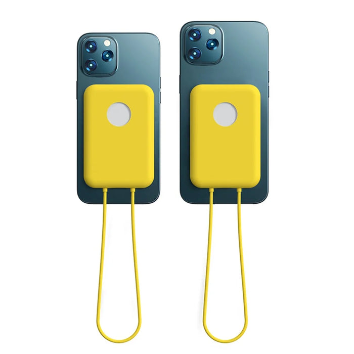 Solid Color Silicone Protective Cover Case for Apple MagSafe External Battery Magnetic Charger - Yellow - 5