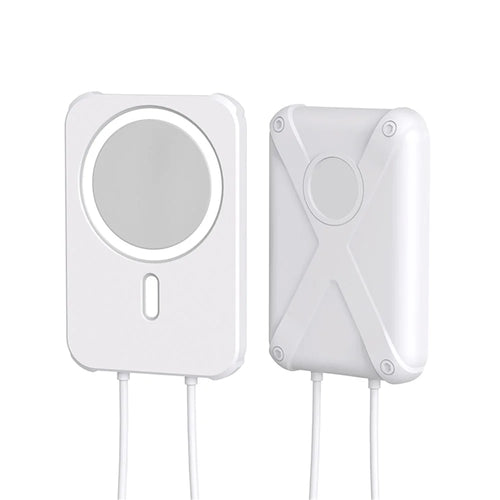 Armor Style Silicone Case Shell Protective Cover Compatible with MagSafe External Battery Magnetic Charger - White - 1