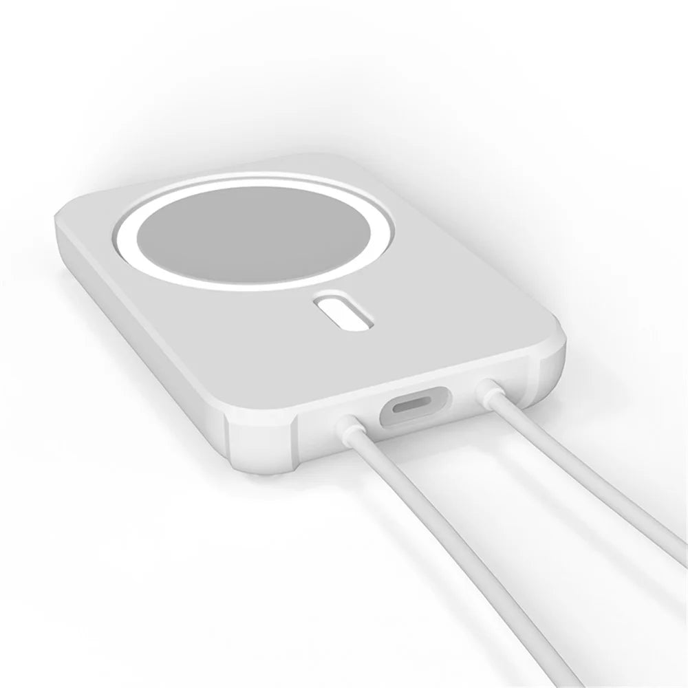 Armor Style Silicone Case Shell Protective Cover Compatible with MagSafe External Battery Magnetic Charger - White - 2
