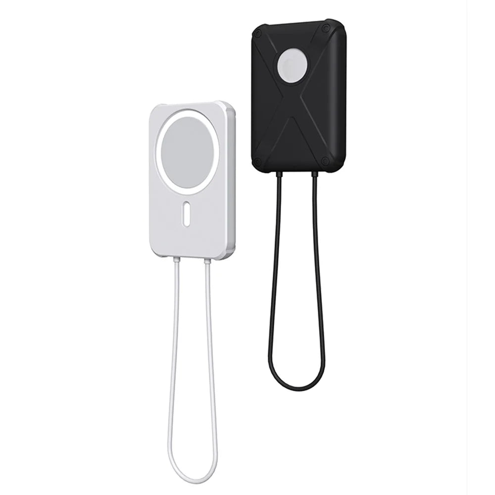 Armor Style Silicone Case Shell Protective Cover Compatible with MagSafe External Battery Magnetic Charger - White - 7